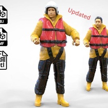 n1 royal national lifeboat institution rnli rescue crew miniature miniatures body character posture printable human posing figure 1-64 3d-print marine man ocean rain boot life-jacket figurines 3d print model - Mito3D