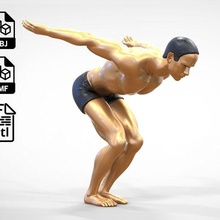 n1 swimmer diving art miniature body character posture printable human figure marine man ocean pool swim suit 3d print model - Mito3D