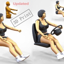 n1 woman driver 1 64 miniature steering chair toy human miniatures city decor posing body character person printable figurines 3d-print sitting driving 1-64 car 3d print model - Mito3D