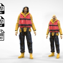 n2 bote salvavidas tripulación voluntario rnli rescate miniatura miniaturas cuerpo personaje postura imprimible humano posando figura marina hombre Oceano 1 64 3d print lluvia 3d print model - Mito3D