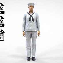 n2 navy reserve enlisted sailor man art miniature human posing body character figure standing soldier hat 164 3dprint miniatures figurines 3d print model - Mito3D