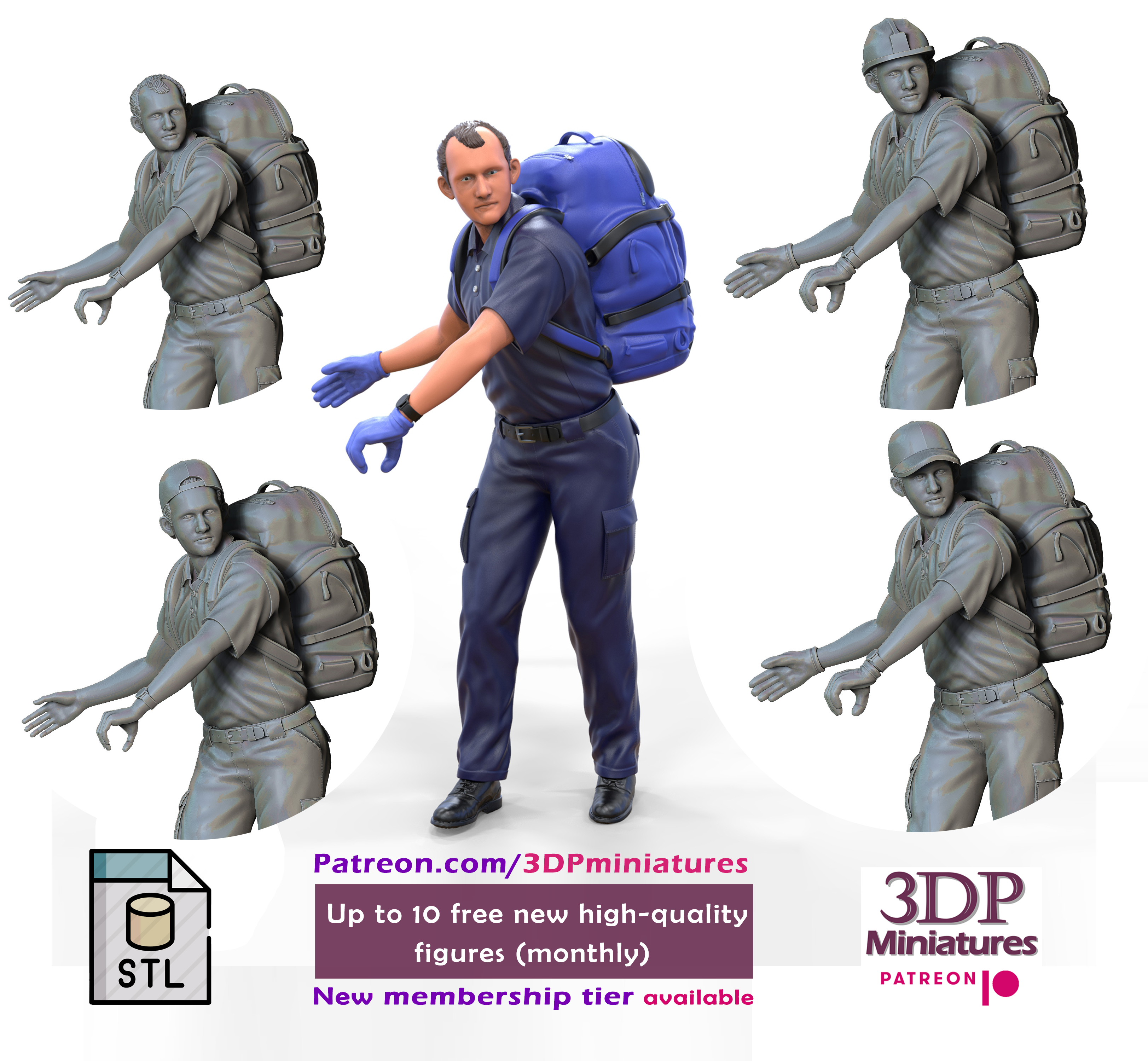 n4 Sanitäter Notfall Bedienung Rucksack Miniatur 3d print Miniaturen Figuren 3dp miniatures Diorama Figur Druckguss figures paramedic emergency service Wagen ems Krankenschwestern 3dpminiatures ambulance worker Arbeiter Krankenwagen first aid Arzt 3D print model - Mito3D