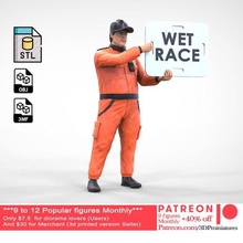 n4 race marshal sign art miniature human posing body character person driver driving car standing man figure track flag 3d print miniatures figurines 3d print model - Mito3D