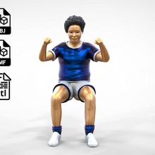 n6 adolescentes fútbol ventilador Arte miniatura humano miniaturas posando personaje figuritas figura figurilla pie hombre chico 3d impresión 1 64 sentado espectador 3d print model - Mito3D
