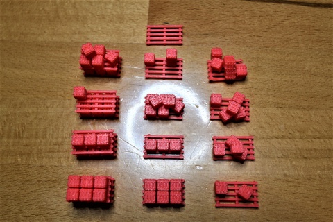 ölçek model demiryolu kargo paletler kutuları farklı varyantlar öpücük Izlemek yük Aksesuarlar 3d print model - Mito3D