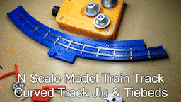 n scale model train jigs hand build curved tracks 6 8-1 4 9 10 12 & 15 inch radius printed tiebeds curves socrates handbuilt handlaid built laid layout turnouts 3d print model - Mito3D