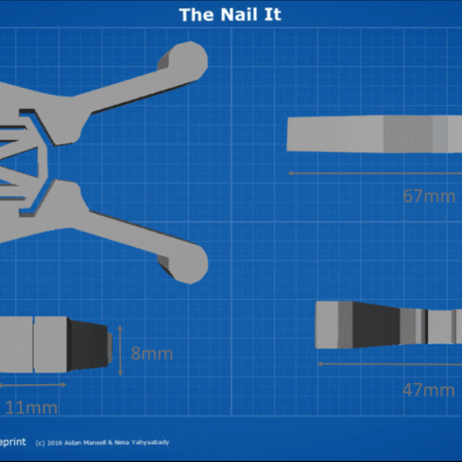 nail - simplistic guide anyone tool matterhacker within-reach-3d-design-challenge-under-18 the-nail-it- gadgets 2016 useful ultimaker2 ultimaker2-extended ultimaker clip thingiverse 3d-printer 3D print model - Mito3D