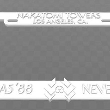 nakatomi towers christmas '88 never forget license plate frame art signs logos die hard 3d print model - Mito3D