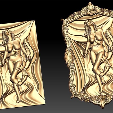 naked woman cnc art frame 3D print model - Mito3D