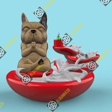 namaste fofa fumaça cascata jogos cachorro cão francês buldogue decoração presente incenso fonte 3d print model - Mito3D