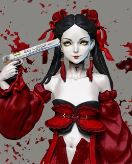 Nom modèle anime dessin animé personnage fantaisie fille vampire Angleterre Japon style enfer impression miniature figurines sculpture statue miniatures 3d print model - Mito3D