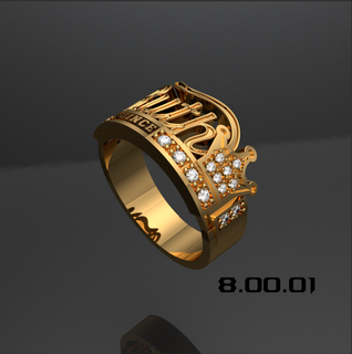 name ring crown ruth mis 15 fifteen gold silver diamonds 3d print model - Mito3D
