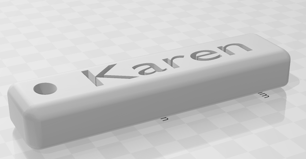 name tag keychain - karen quick fast 3d print model - Mito3D