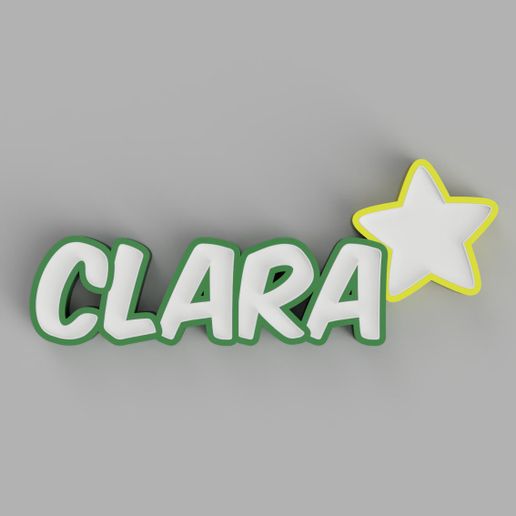 nameled clara star - led lamp child name ornament light alphabet control gift modular glue home night 3D print model - Mito3D