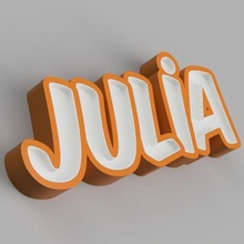 nomeado julia conduziu luminária criança enfeite luz alfabeto controle presente 3d print model - Mito3D