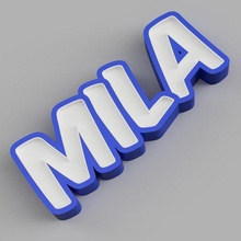nomeado mila conduziu luminária criança enfeite luz alfabeto controle presente modular cola 3d print model - Mito3D