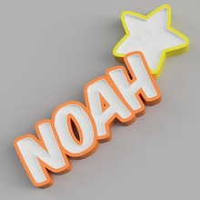 benannt Noah Star LED Lampe Kind Ornament Licht Alphabet Steuerung Geschenk Nacht 3d print model - Mito3D