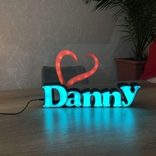 étiquette nom LED lampe Danny cœur gadget néopixel esp8266 livre led 3d print model - Mito3D