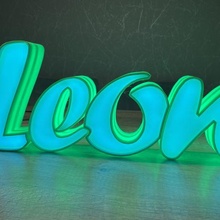 etiqueta nombre LED lámpara León artilugio neopixel esp8266 libro dirigido 3d print model - Mito3D