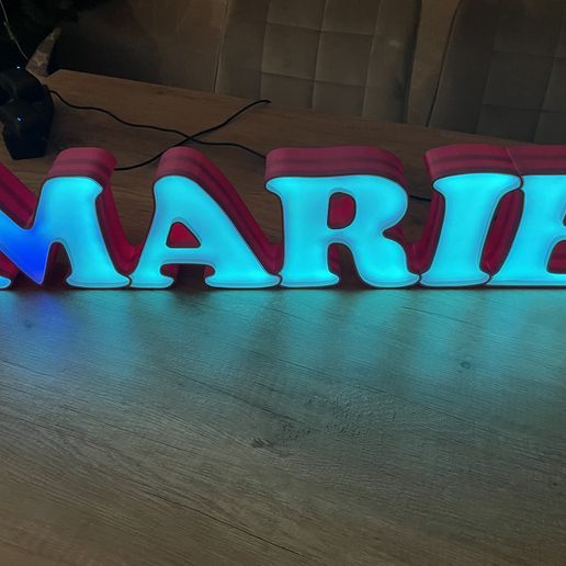 Namensschild LED Lampe Marie Gadget Neopixel esp8266 geführtes Buch 3D print model - Mito3D