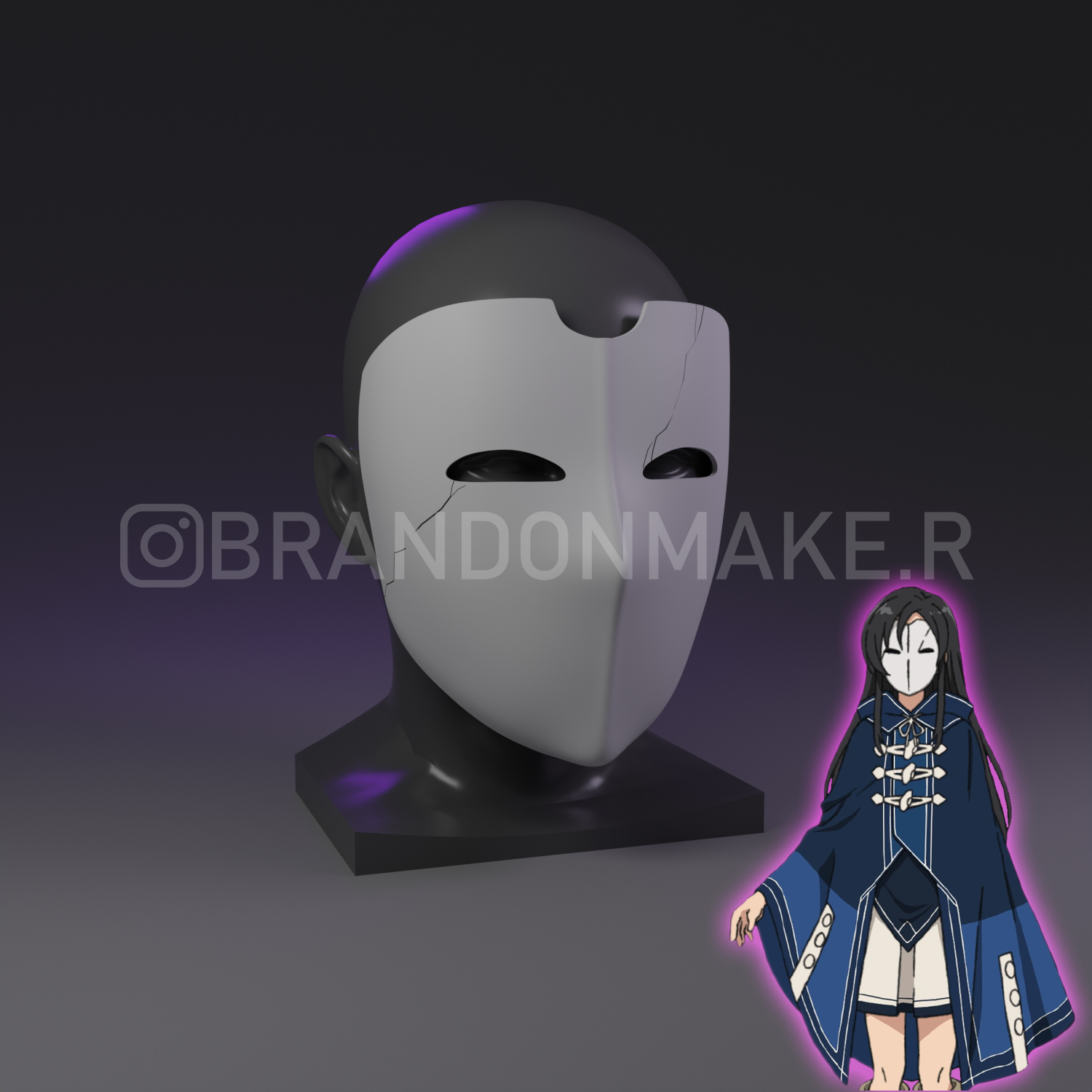 nanahoshi shizuka máscara cosplay mushoku tensei desempleado reencarnación blanco apuntalar 3D print model - Mito3D