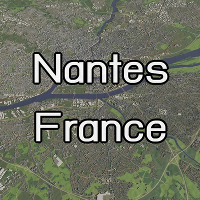 nantes francia città urbano carta geografica europa nazione strada terreno montagna collina edificio viaggio fiume 3d print model - Mito3D