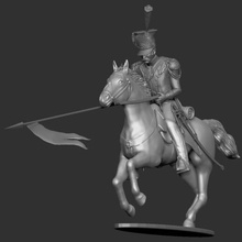 napoleon lancer charge - charging figurine 1st empire lancier launch load 3d print model - Mito3D