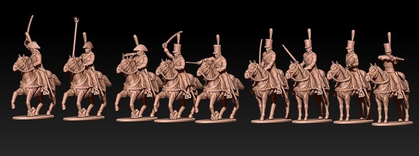 napoleonic french early hussars without palisse 3d print model - Mito3D