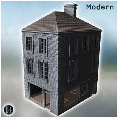 limitar three story construção inclinado cobertura solteiro chaminé carentan normandia 1944 frança 23 moderno ww2 ww1 mundo guerra diorama jogos rpg mini passatempo arquitetura tampo mesa miniaturas cenário jogo terreno acessórios cidade oeste contemporâneo chamas ianque caminhando crise parafuso 3d print model - Mito3D