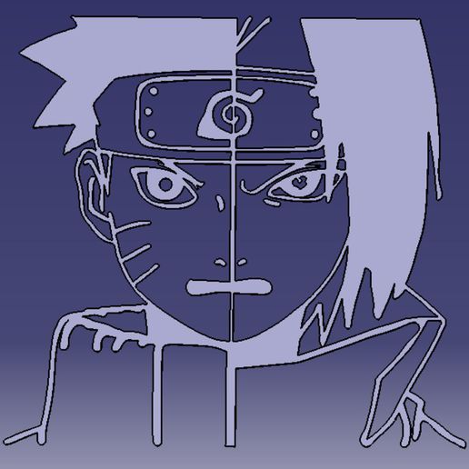 naruto sasuke arte anime pittura design parete cartone animato giapponese 3D print model - Mito3D