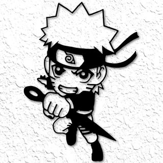 Naruto Uzumaki Mauer Kunst shippuden Akatsuki Chibi Anime cor shippuren frei pla 2d niedrig poly Dekor Wandkunst Wolke Symbol rot Charakter Karikatur Serie 3d print model - Mito3D