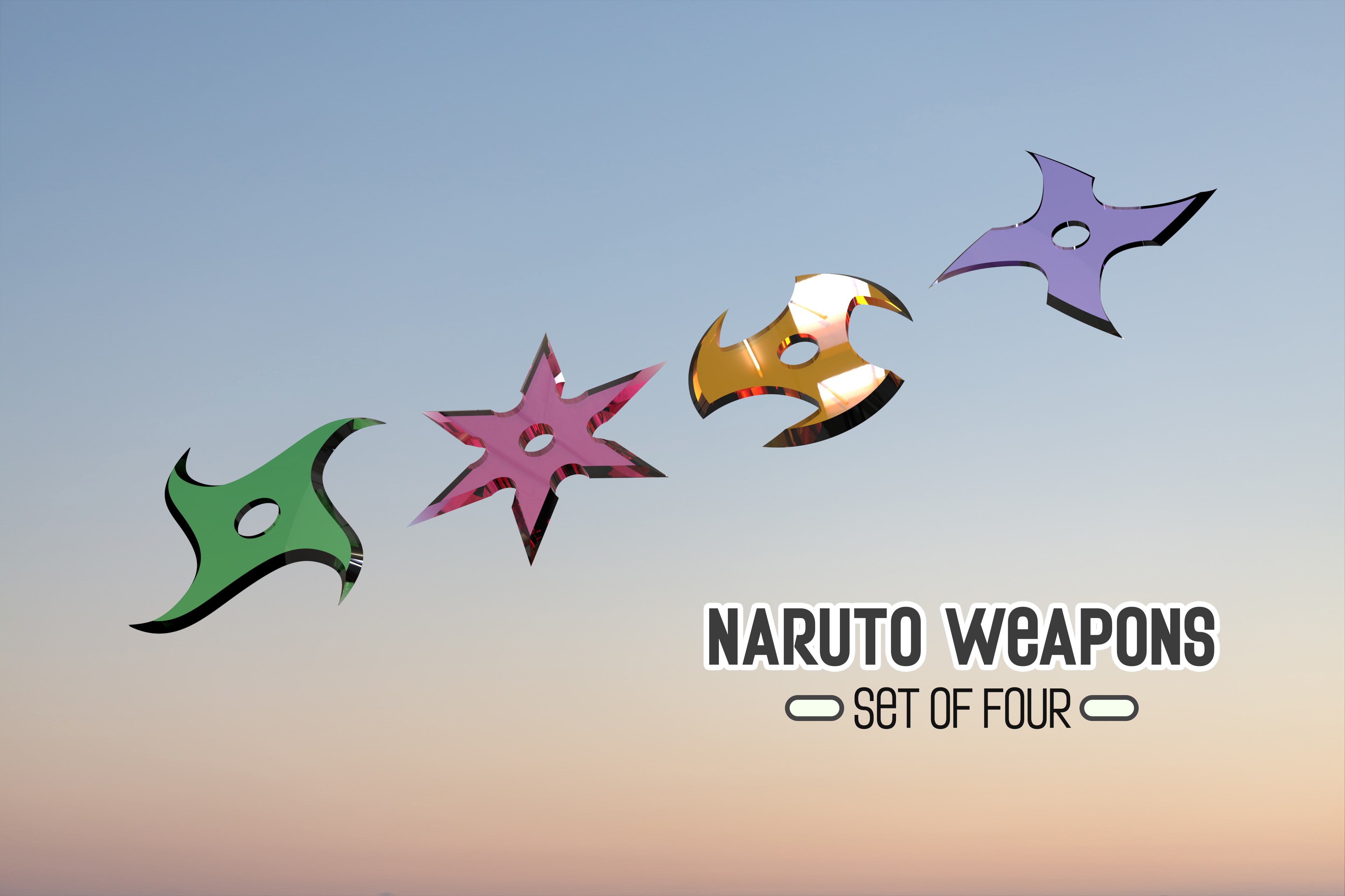 naruto weapons - four knifes narutoknifes kunaiknife narutocharacter shikuren sakura 3D print model - Mito3D