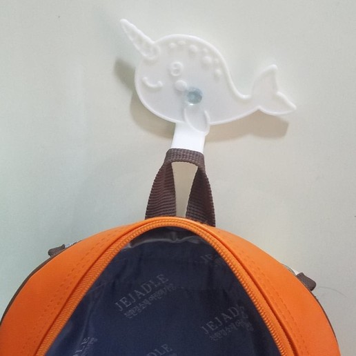 narwhal bag hook backpack holder kids narwhale 3D print model - Mito3D