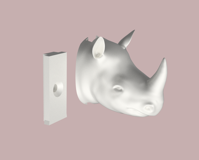 rinoceronte ganchos toalha Handtuchhalter animais cozinha banheiro 3d print model - Mito3D