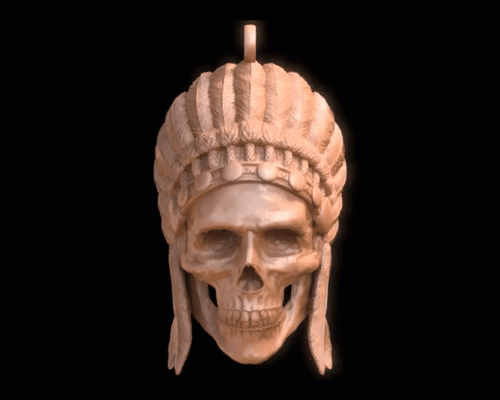 native american chief skull pendant 3d printable stl indian biker goth gothic emo punk fashion pirate skeleton 3d print model - Mito3D