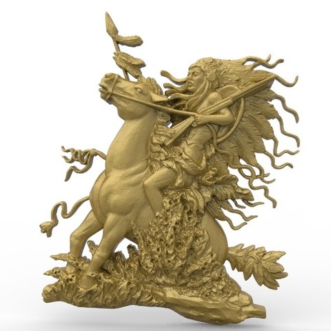 native american Krieger indischen Pferd Kunst 3D print model - Mito3D