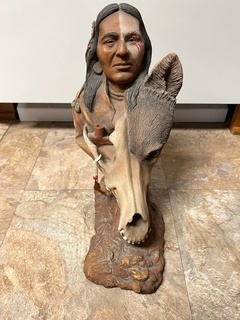 nativo americano Lobo arte estatueta estátua 3d print model - Mito3D