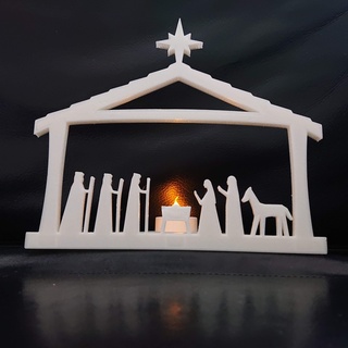 nativity scene tealight holder chrismas decoration tea light 3d print model - Mito3D