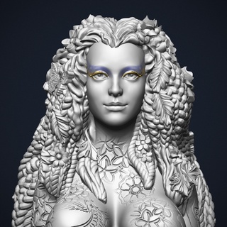 natureza mãe escultura Buda floresta decoração arte estátua mulher animais humano corpo 3d print model - Mito3D