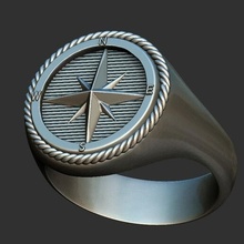 náutico estrella anillo 3d impresión modelo joya joyería 3d print model - Mito3D