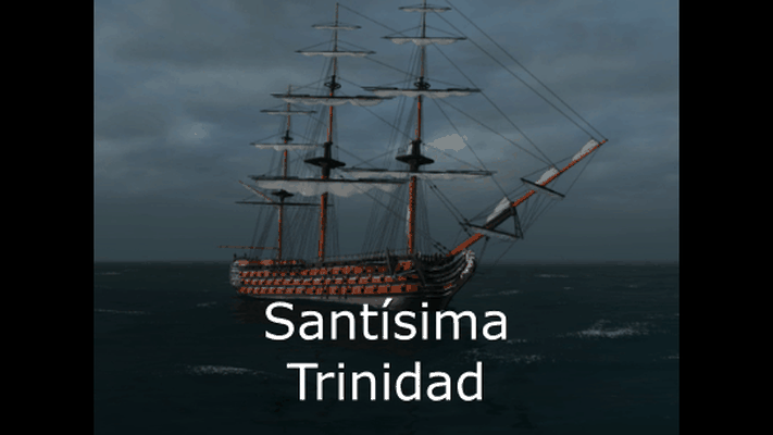 naval acción santo suave trinidad 3d modelo mini equipo juego años of vela buque guerra galeón 1st velocidad cañón francia 3d print model - Mito3D