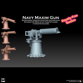 navy maxim gun royalty free version dreadfleet man war fleet ship boat battleship carrier destroyer cruiser cannon artillery machine steampunk victorian 19th century gatling 3d print model - Mito3D