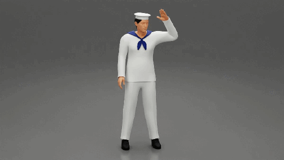 marinha marinheiro hi res homem fuzileiros navais posando pé calça moda corpo roupas personagem humano estátua escultura impressão militares chapéu 3d print model - Mito3D