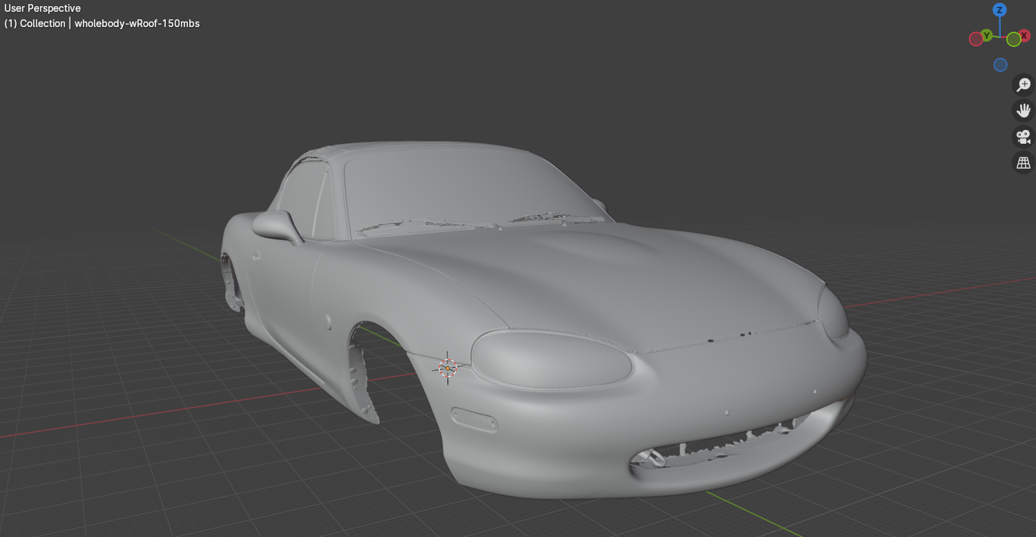 nb miata exterior corpo varredura 3d digitalização sozinho 3D print model - Mito3D