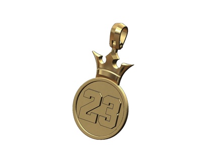 nba 23 crown pendant bail 3d print model basketball bling jewelry printable gold silver jewellery necklace luxury fashion 3d print model - Mito3D