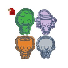 nbc set 2 cookie cutters stamps gadget cutter kawaii cupcake ice cream lock shock barell oogie boogie nightmare jack sally 3d print model - Mito3D