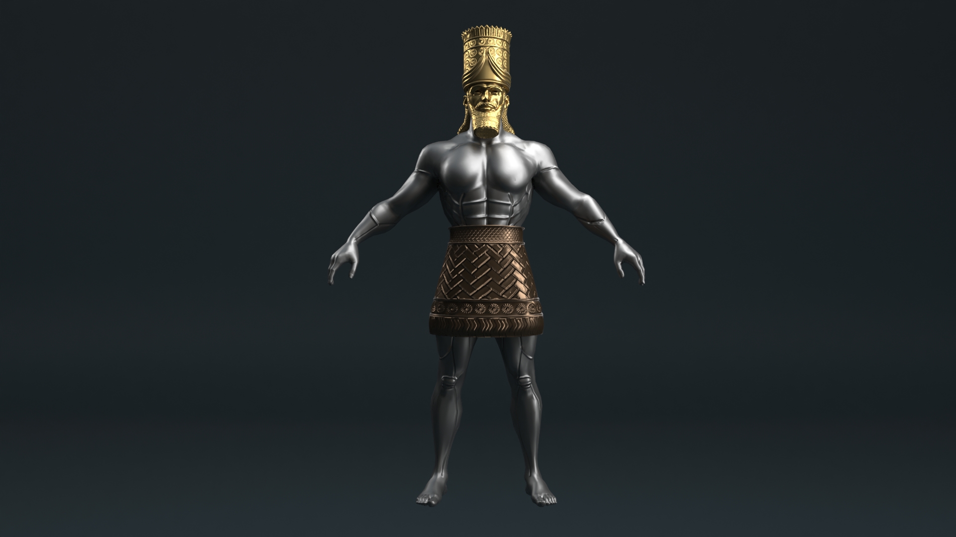 nebuchadnezzar king rigged low poly bible gold christian religion jesu jesus god babilonia statue silver jewelry cross character man 3D print model - Mito3D