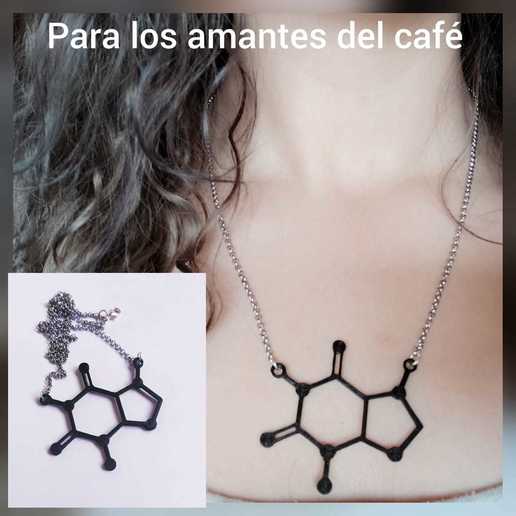 collar café molécula joyería joya cafe cafetería colgante pendiente química Ciencias 3D print model - Mito3D