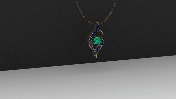 halskette saphir smaragd halsketten anhänger 3ddesign kunst juwel schmuck zubehörteil 3d print model - Mito3D