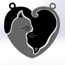 necklaces couple cats heart necklace love cat 3d print model - Mito3D